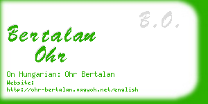 bertalan ohr business card